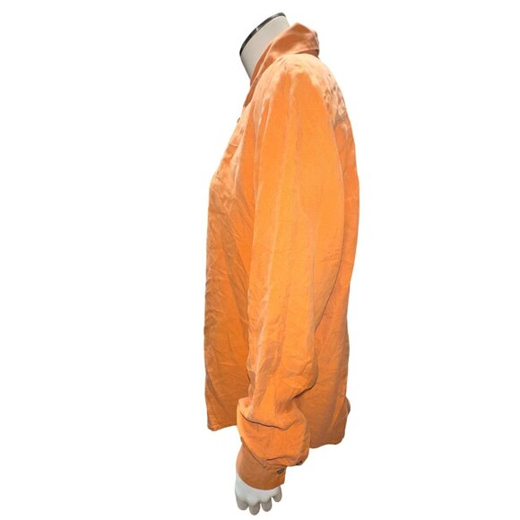 Ann Taylor Size 12 Orange 100 Percent Silk Button Down Blouse Workwear City Chic - Picture 3 of 10